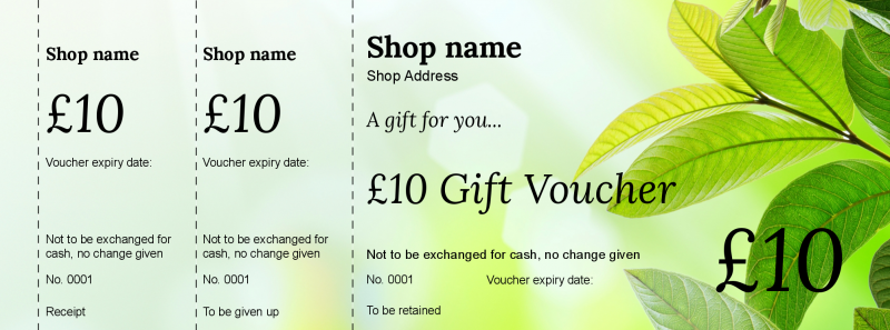 Design Summer Leaves Gift Vouchers Template