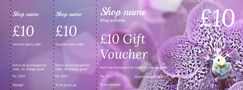 Design Purple Flowers Gift Vouchers Template