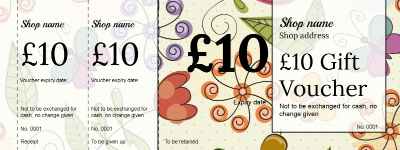 Design Butterflies and Flowers Gift Vouchers Template