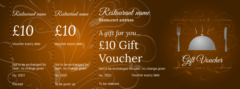 Design Brown and Gold Restaurant Gift Vouchers Template