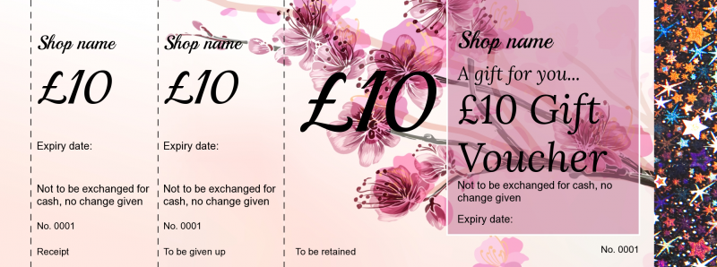 Design Pink Blossom Hologram Security Gift Vouchers Template