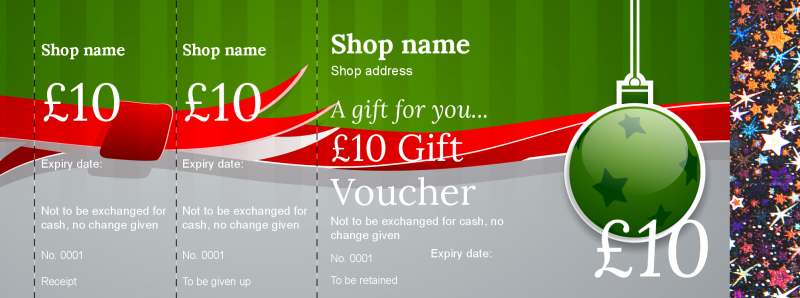 Design Christmas 2 Hologram Security Gift Vouchers Template