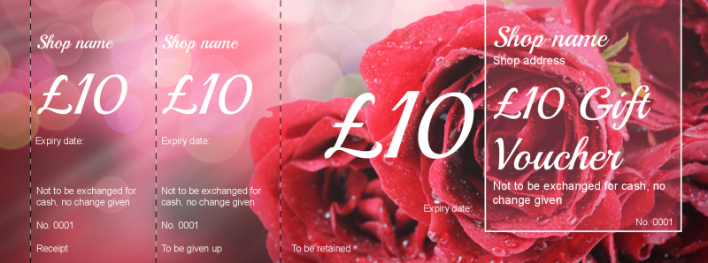 Design Red Roses Gift Vouchers Template