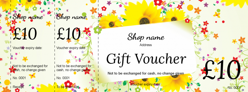 Design Sunflowers Gift Vouchers Template