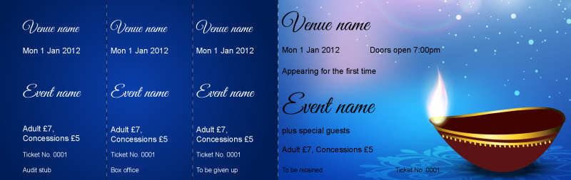 Design Diwali Lamp Event Tickets Template