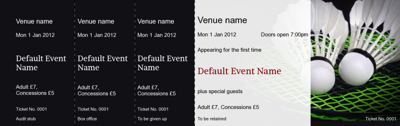 Design Badminton Event Tickets Template