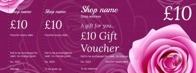 Design Mauve Roses  Gift Vouchers Template