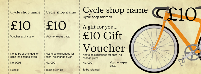 Design Cycle Shop Gift Vouchers Template