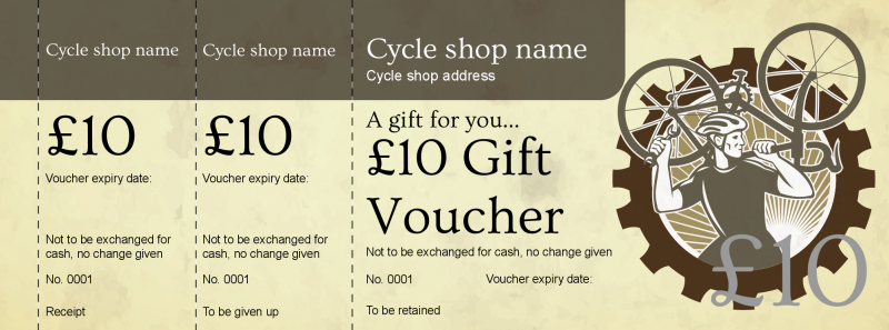 Design Cycle Shop 3 Gift Vouchers Template