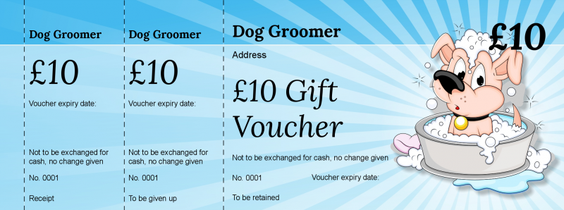 Design Dog Groomers Gift Vouchers Template