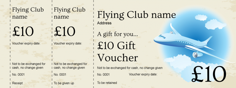 Design Flying Club Gift Vouchers Template