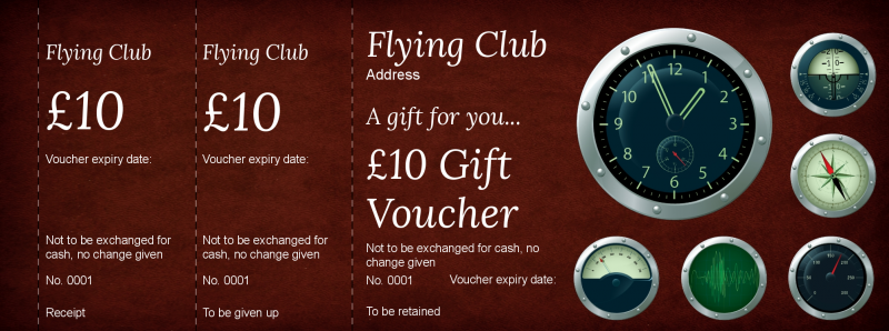 Design Flying Club Gift Vouchers Template