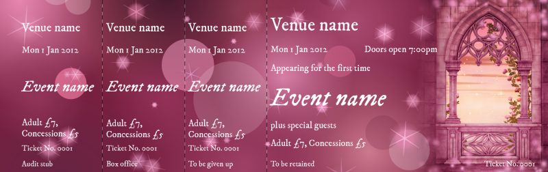 Design Pink Fairytale Castle Event Tickets Template