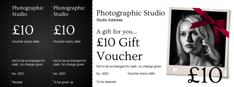 Design Photographic Studio Gift Vouchers Template