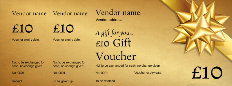 Design Golden Bow Gift Vouchers Template