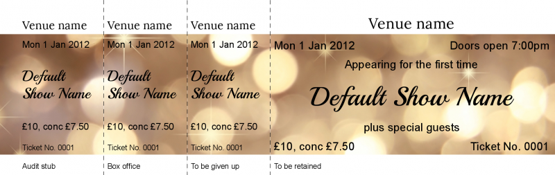 Design Gold Glitter Event Tickets Template