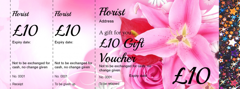 Design Pink Flowers Hologram Security Gift Vouchers Template