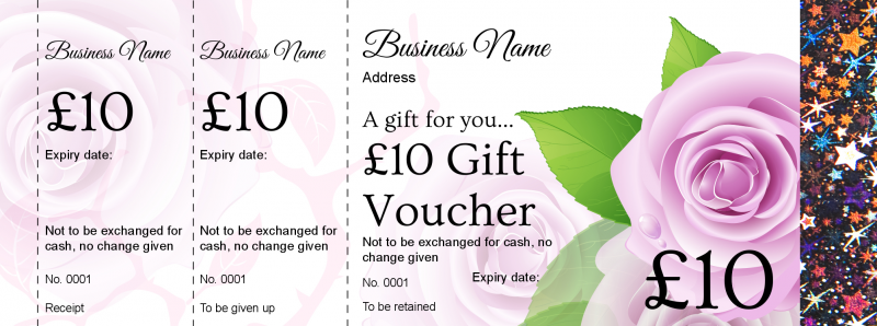 Design Pink Roses Hologram Security Gift Vouchers Template