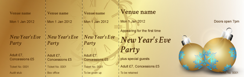 Design Gold New Years Eve Event Tickets Template