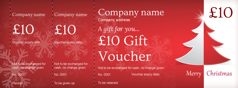 Design Red and White Christmas Tree Gift Vouchers Template