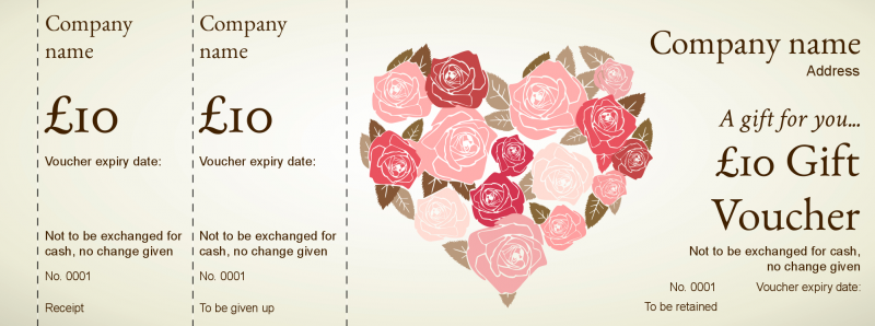 Design Rose Heart Gift Vouchers Template