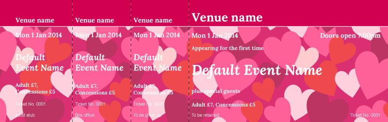 Design Hearts Event Tickets Template