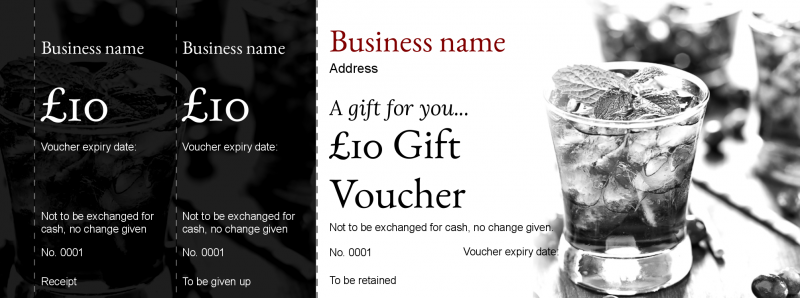 Design Cocktail Bar Gift Vouchers Template