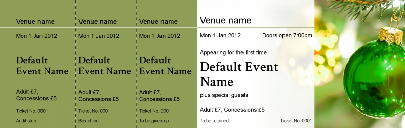Design Green Bauble Event Tickets Template