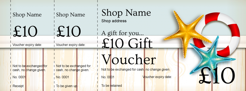 Design Seaside Gift Shop Gift Vouchers Template