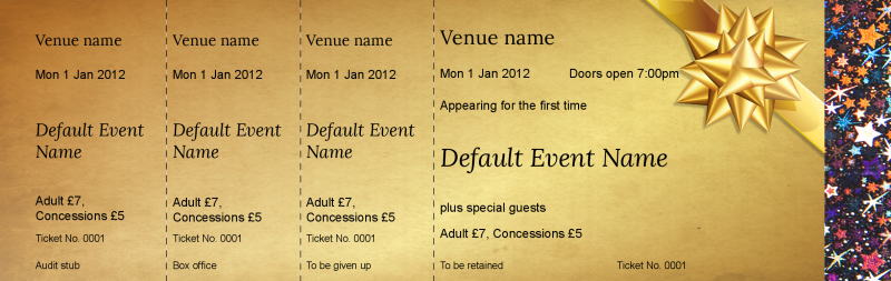 Design Gold Ribbon Hologram Security Event Tickets Template