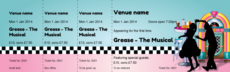 Design Grease Event Tickets Template