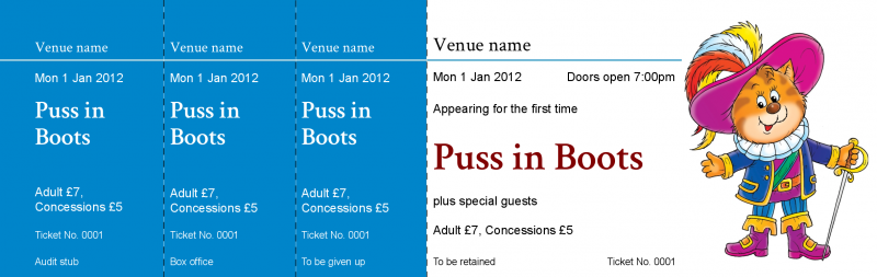 Design Puss in Boots Event Tickets Template