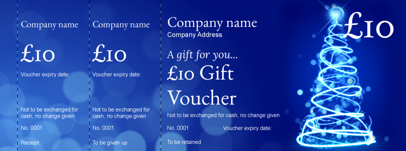 Design Blue Glamour Christmas Gift Vouchers Template