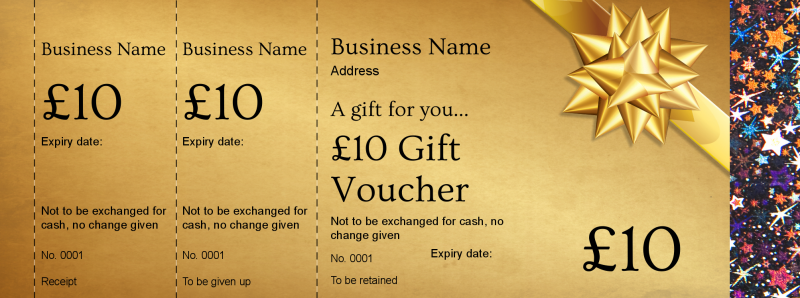 Design Gold Bow Hologram Security Gift Vouchers Template